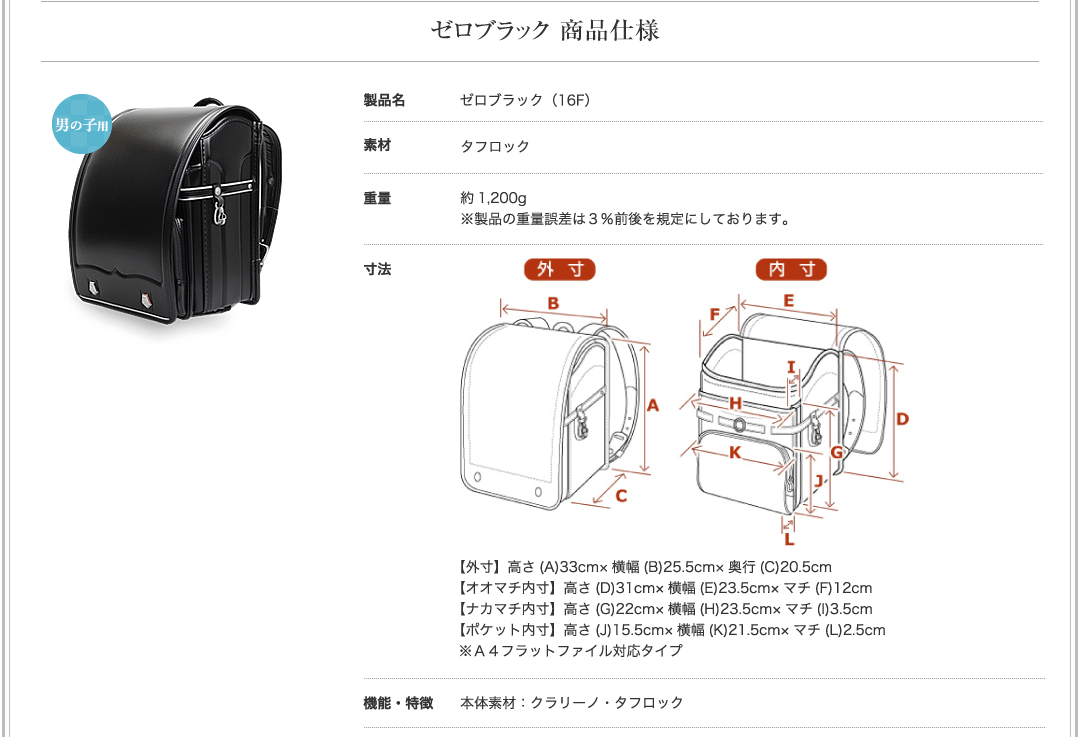 商品名：ゼロブラック　商品仕様